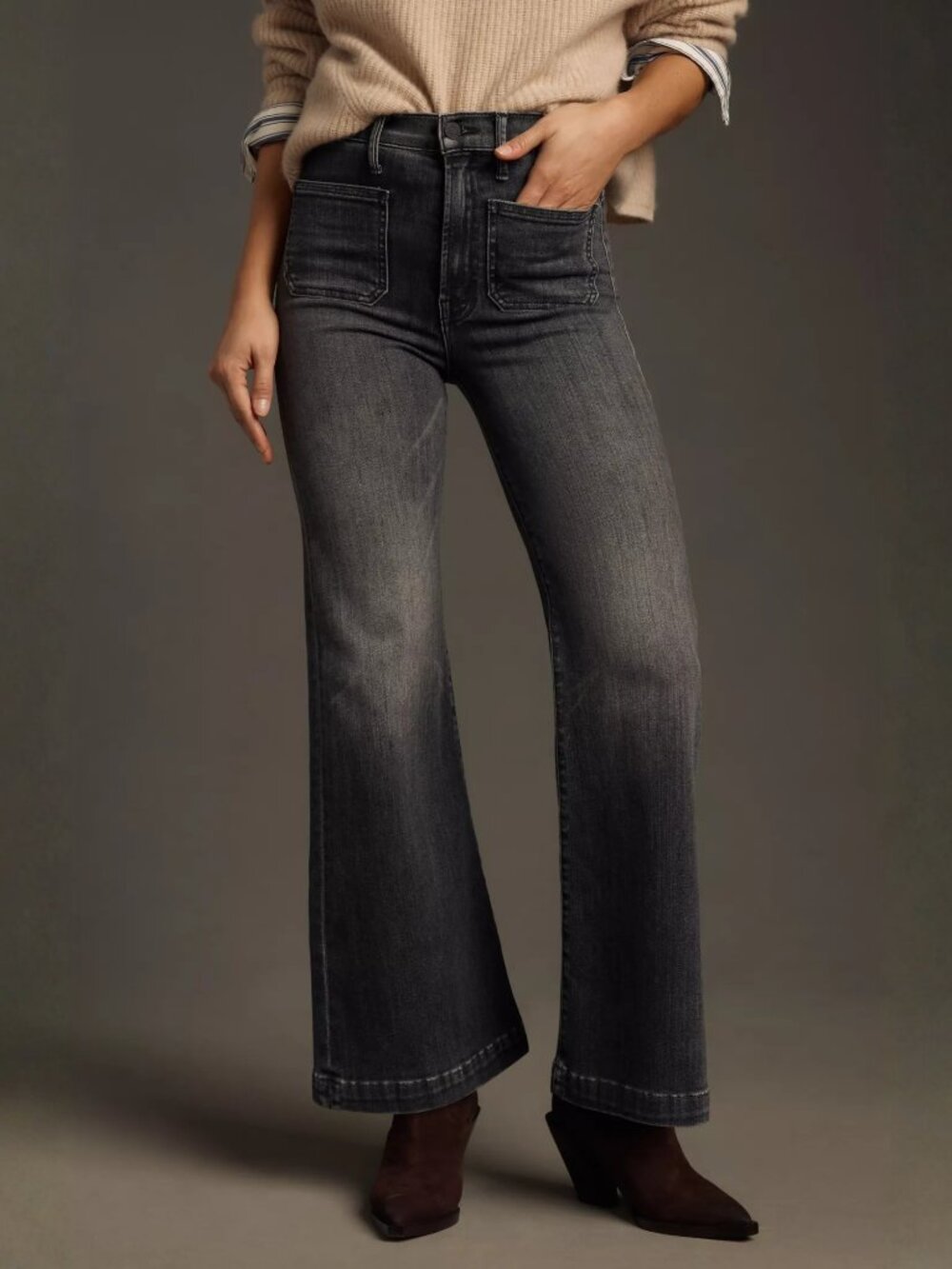 MOTHER The Hustler Roller Skimp Patch Pocket Jeans (cutoff bottom)